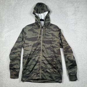 Oakley Mens Camo Full Zip Hoodie Green Grid Tactical Sweatshirt Y2K Skater Sz M